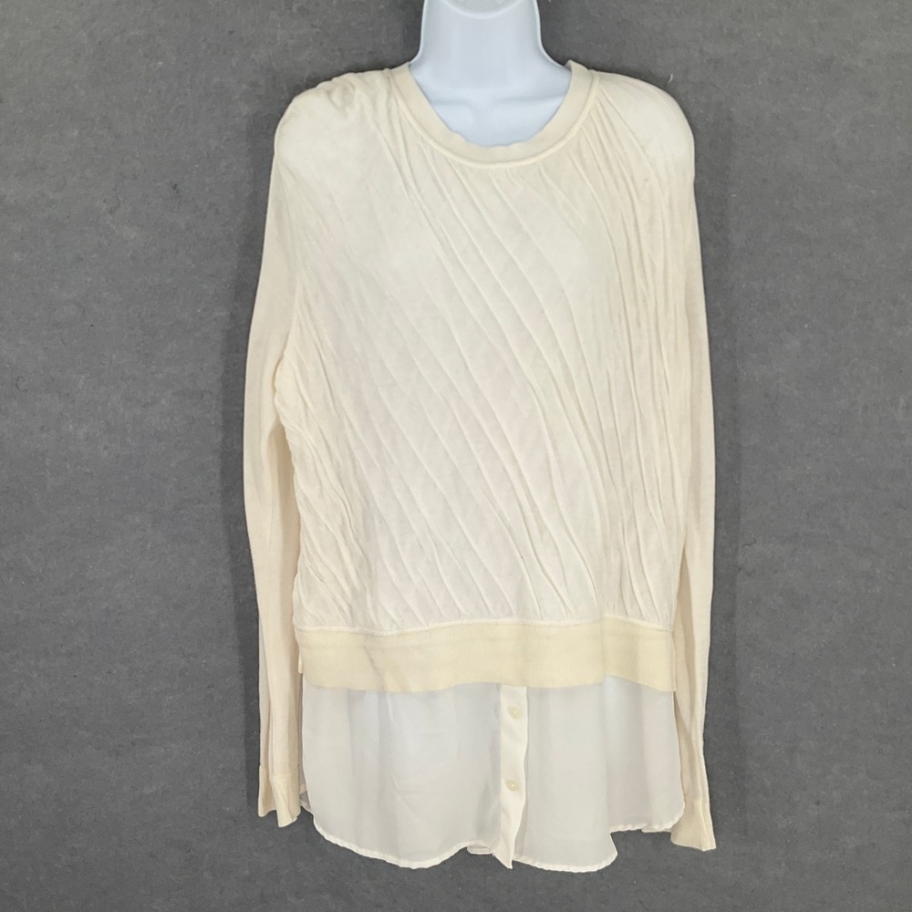 Simply Vera Vera Wang Womens‎ XL Cream Long Sleeve Button Back Sweater